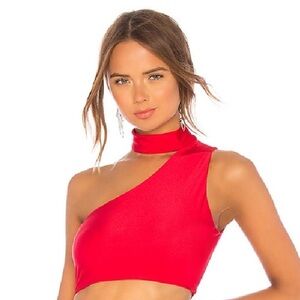 Superdown Regina Asymmetrical Red Crop Top